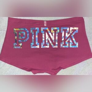 Victoria’s Secret Pink boyshort panties PINK panties VS holographic pink logo